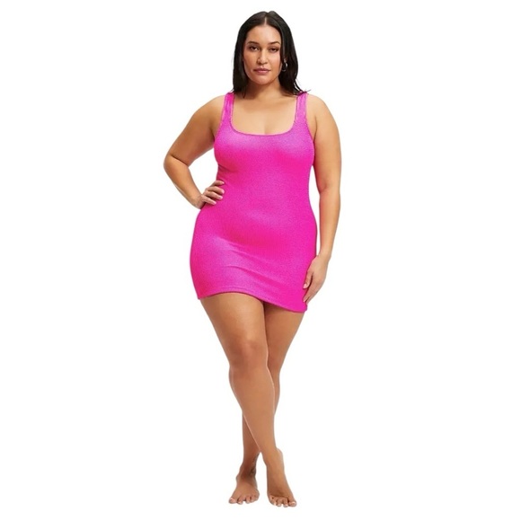 NWOT GOOD AMERICAN Hot Pink Mini Dress Bodycon Party Night Out Clubwear SZ S - Picture 3 of 6